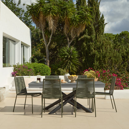 Amelia 6 Seater Dove Grey Concrete Garden Dining Set with Ryder Khaki Chairs - Laura James