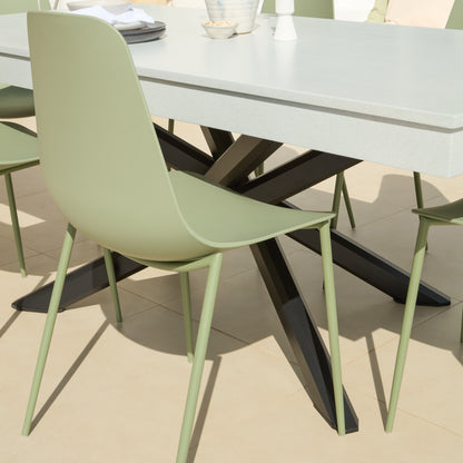 Amelia 190cm Pale Grey Table Set - 6 Seater - Wren Olive Green Chairs - Laura James
