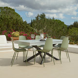 Amelia 190cm Pale Grey Table Set - 6 Seater - Wren Olive Green Chairs - Laura James