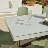 Amelia 190cm Pale Grey Table Set - 6 Seater - Wren Olive Green Chairs - Laura James