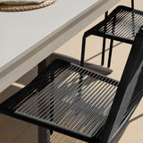 Amelia 6 Seater Pale Grey Concrete Garden Dining Set with Ryder Black Chairs - Laura James