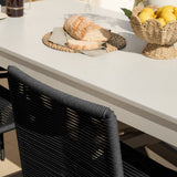 Amelia 6 Seater Pale Grey Concrete Garden Dining Set with Ryder Black Chairs - Laura James
