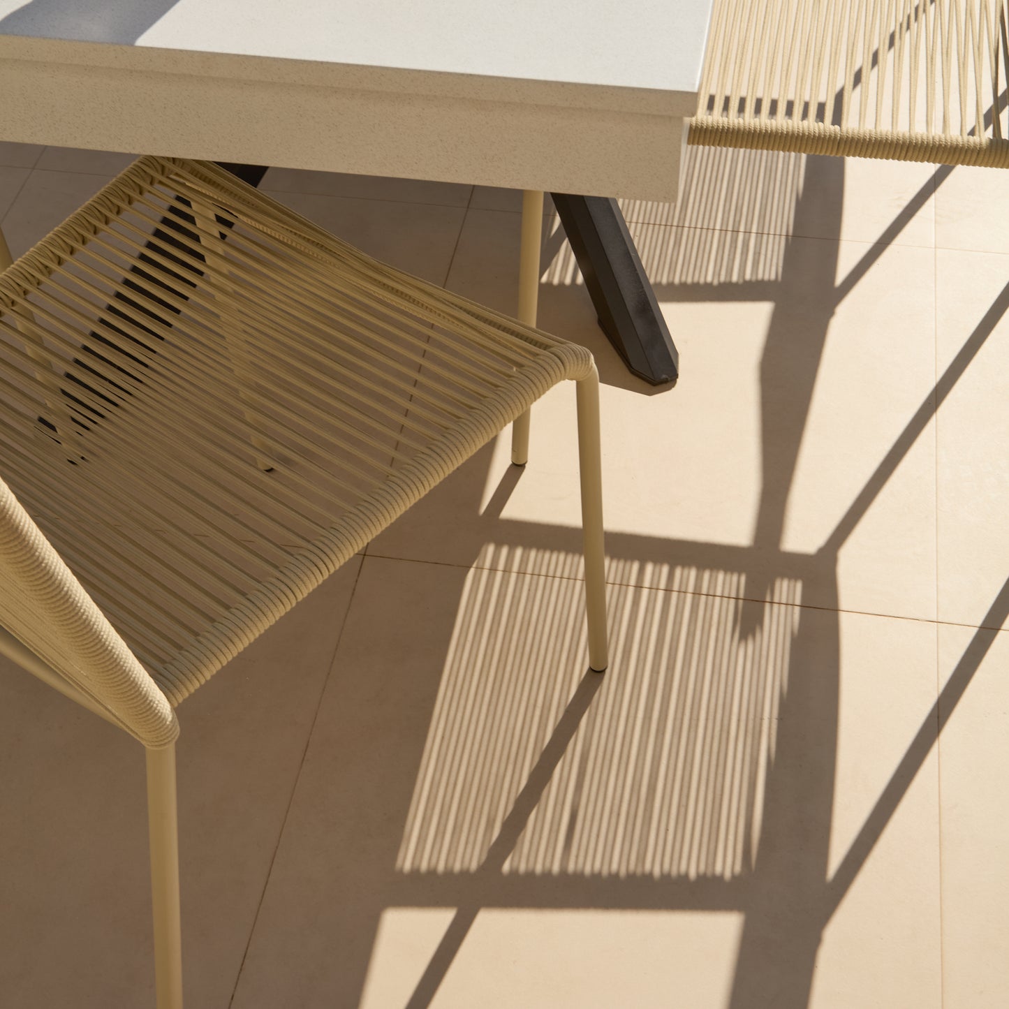 Amelia 6 Seater Pale Grey Concrete Garden Dining Set with Ryder Clay Chairs - Laura James