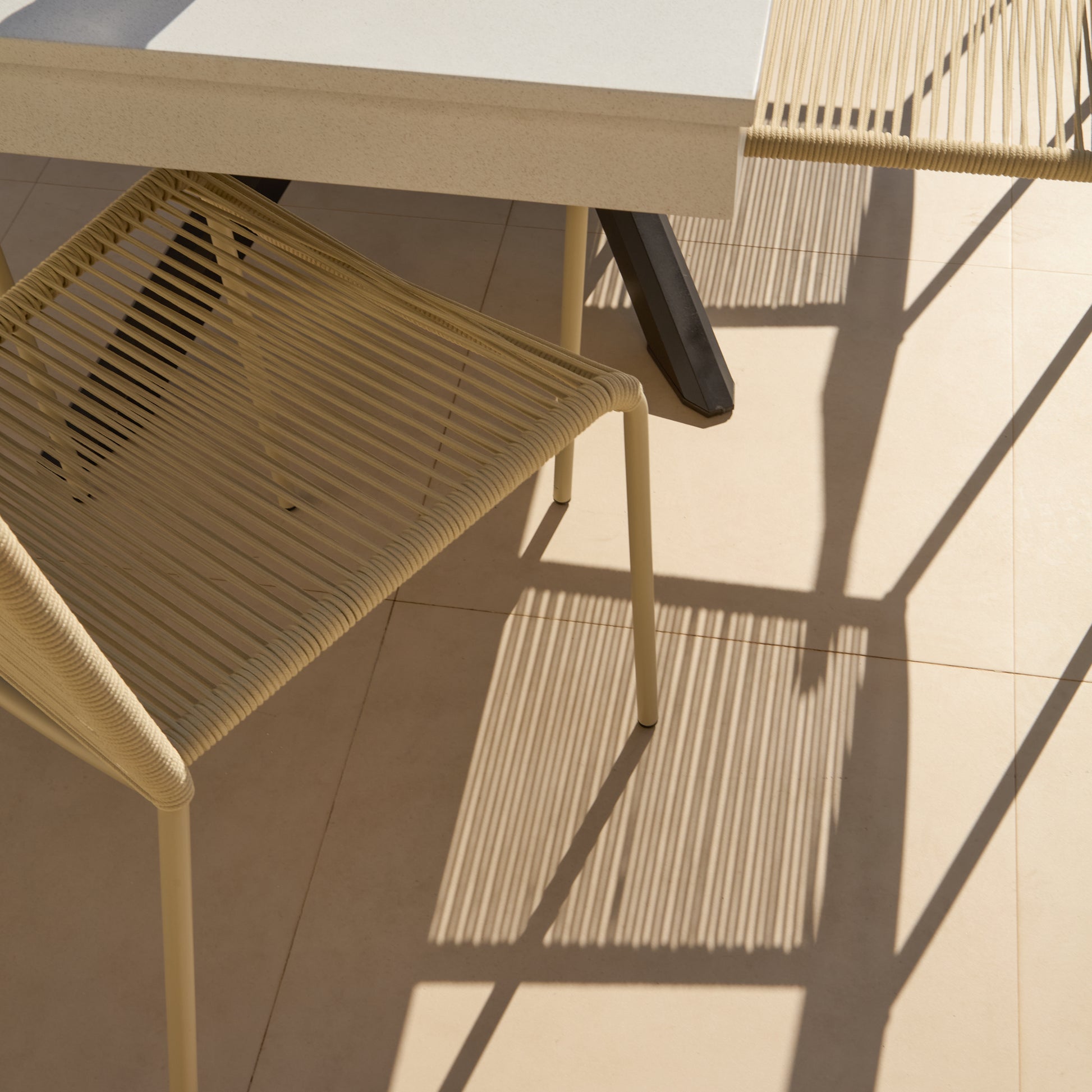 Amelia 6 Seater Pale Grey Concrete Garden Dining Set with Ryder Clay Chairs - Laura James