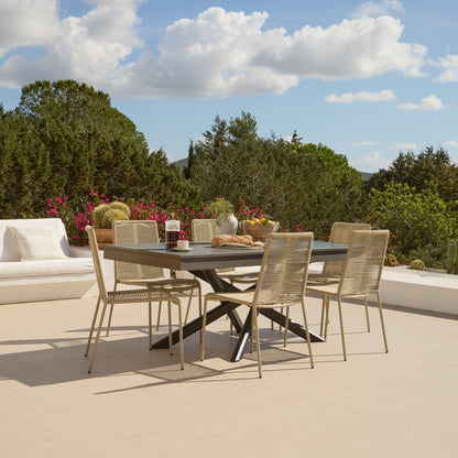 Amelia 6 Seater Dove Grey Concrete Garden Dining Set with Ryder Clay Chairs - Laura James