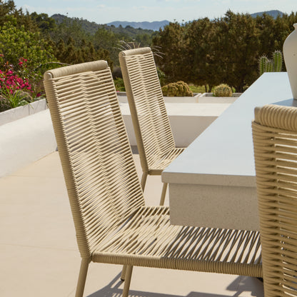 Amelia 6 Seater Pale Grey Concrete Garden Dining Set with Ryder Clay Chairs - Laura James