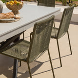 Amelia 6 Seater Pale Grey Concrete Garden Dining Set with Ryder Khaki Chairs - Laura James