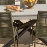 Amelia 6 Seater Pale Grey Concrete Garden Dining Set with Ryder Khaki Chairs - Laura James