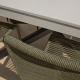 Amelia 6 Seater Pale Grey Concrete Garden Dining Set with Ryder Khaki Chairs - Laura James
