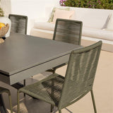Amelia 6 Seater Dove Grey Concrete Garden Dining Set with Ryder Khaki Chairs - Laura James