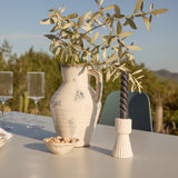 Amelia 6 Seater Pale Grey Concrete Garden Dining Set with Wren Denim Blue Chairs - Laura James