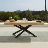 Amelia 8 Seater White Acacia Wood Black Legs Garden Dining Set - Hali Black Chairs