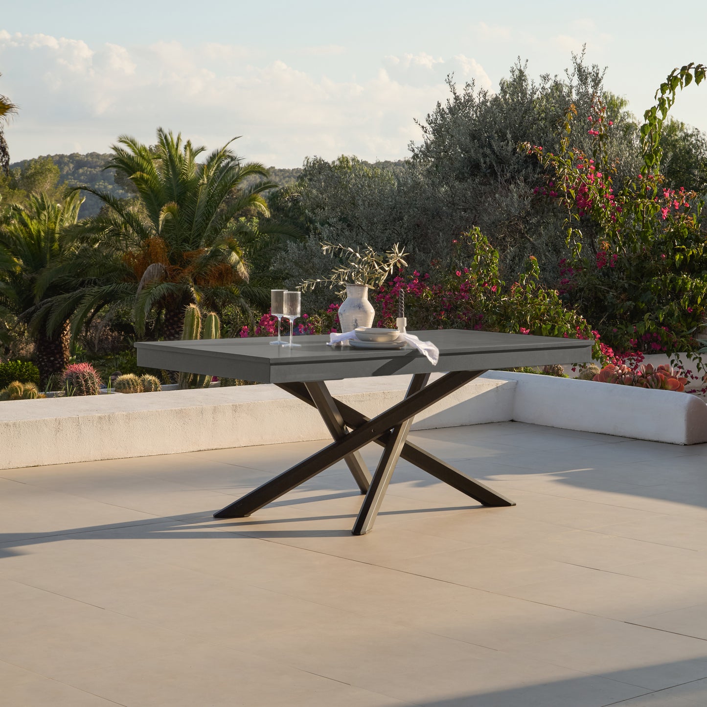 Amelia 6 Seater Concrete Garden Dining Table Dove Grey - Laura James