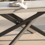 Amelia 6 Seater Concrete Garden Dining Table - Metal Legs - Pale Grey - Laura James
