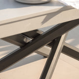 Amelia 6 Seater Concrete Garden Dining Table - Metal Legs - Pale Grey - Laura James