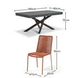 Amelia 6 Seater Dove Grey Concrete Garden Dining Set with Ryder Burnt Orange Chairs - Laura James