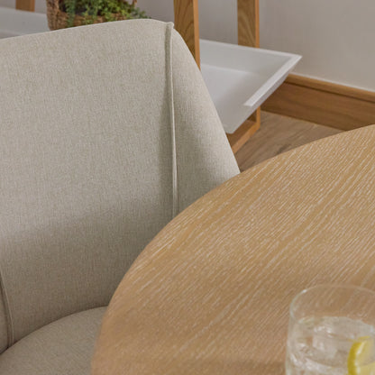 Amelia Whitewash Oval Extending Dining Table Set - 6 Seater - Freya Sand Dining Chair - Whitewash Oak Legs - Laura James 