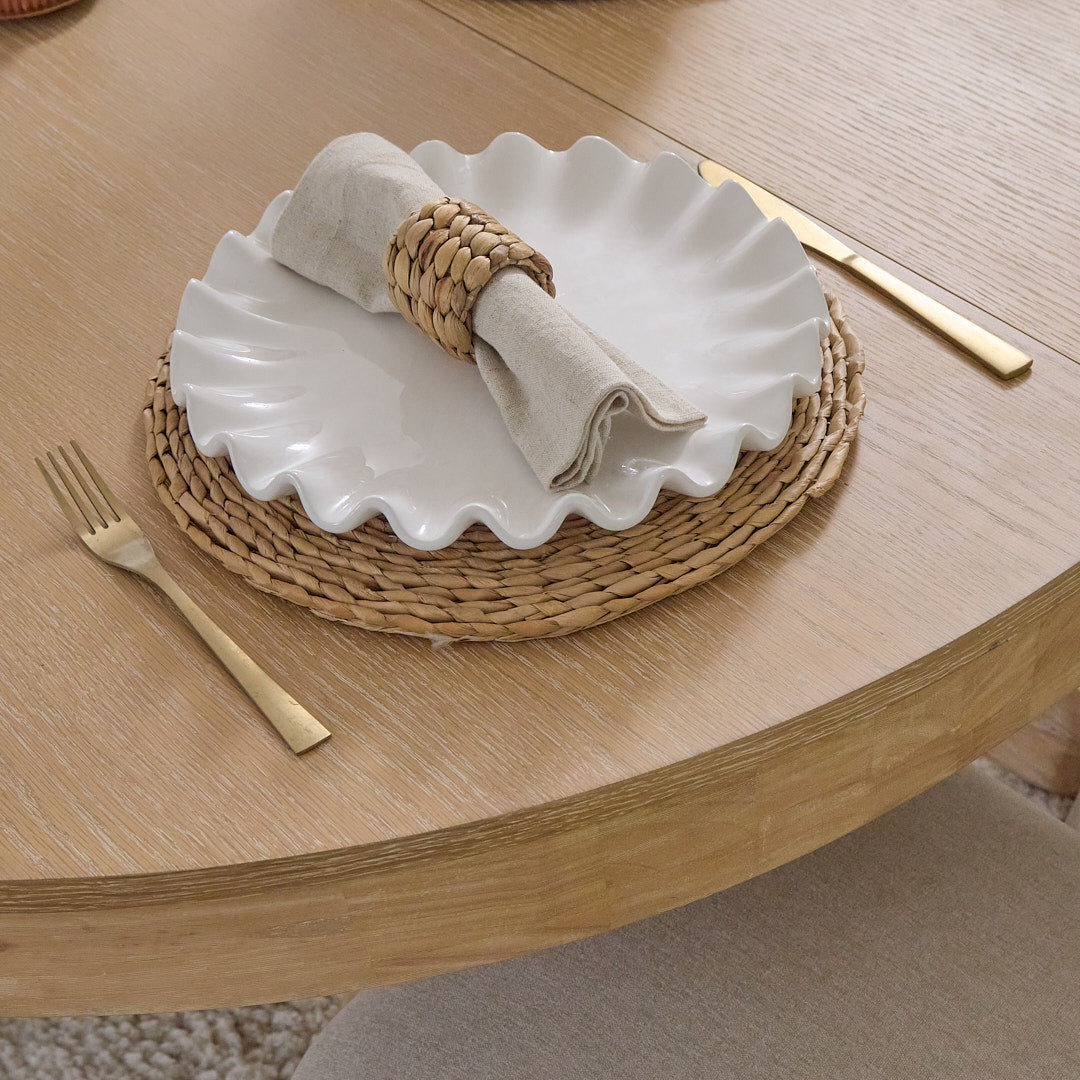 Amelia Whitewash Oval Extending Dining Table Set - 6 Seater - Freya Sand Dining Chair - Whitewash Oak Legs - Laura James 