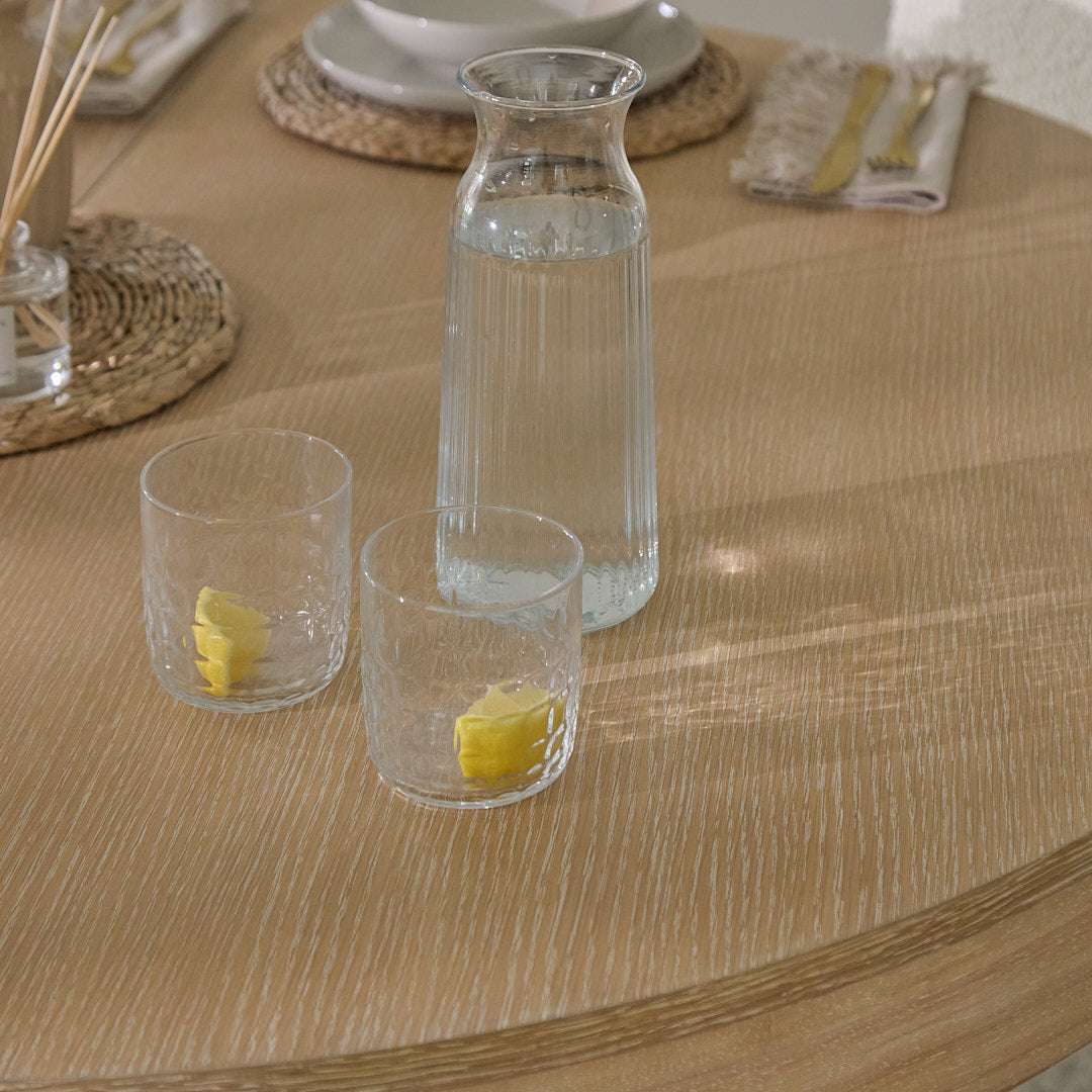 Amelia Whitewash Oval Extending Dining Table Set - 4 Seater - Nolan Boucle Dining Chairs - Whitewash Oak Legs - Laura James