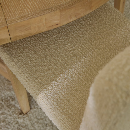 Amelia Whitewash Oval Extending Dining Table Set - 4 Seater - Nolan Boucle Dining Chairs - Whitewash Oak Legs - Laura James