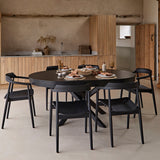 Amelia Black Oak Oval Extending Dining Table Set - 6 Seater - Carter Black Oak Dining Armchairs - Laura James 