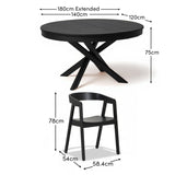 Amelia Black Oak Oval Extending Dining Table Set - 4 Seater - Ella Black Oak Carver Chairs - Laura James 