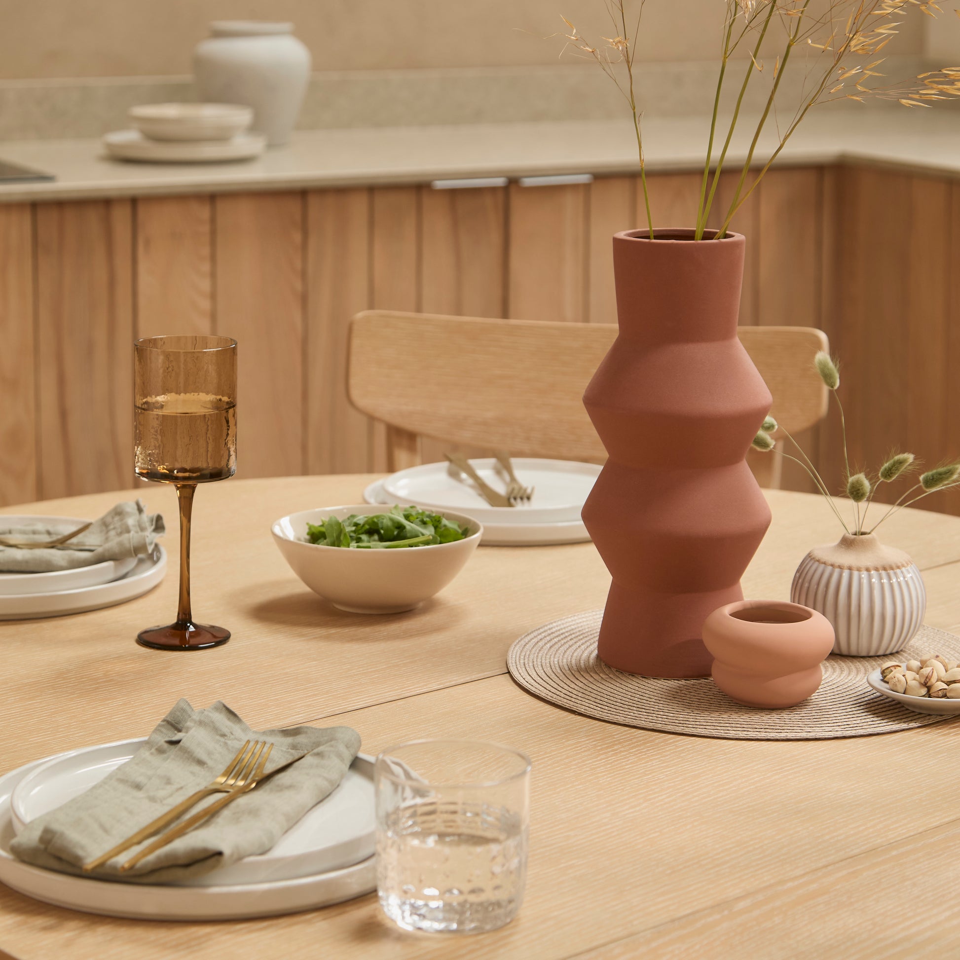 Amelia Extendable Whitewash Oval Dining Table Set - 4 Seater - Faye Dining Chairs - Whitewash Oak Legs -  Laura James 