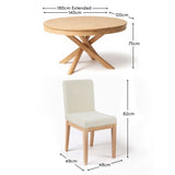 Amelia Whitewash Oval Extending Dining Table Set - 4 Seater - Nolan Boucle Dining Chairs - Whitewash Oak Legs - Laura James