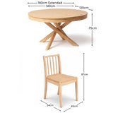 Amelia Extendable Whitewash Oval Dining Table Set  - 6 Seater - Tilly Natural String Dining Chairs - Whitewash Oak Legs - Laura James 