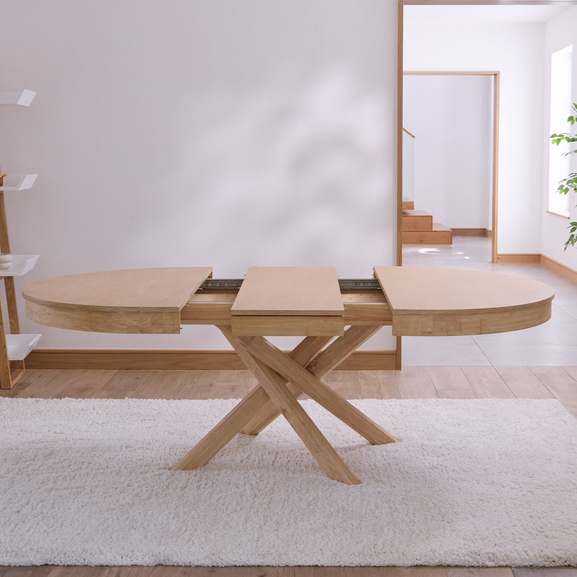 Amelia Oval 140 - 180cm Extending Dining Table Top - Whitewash Oak - Laura James 