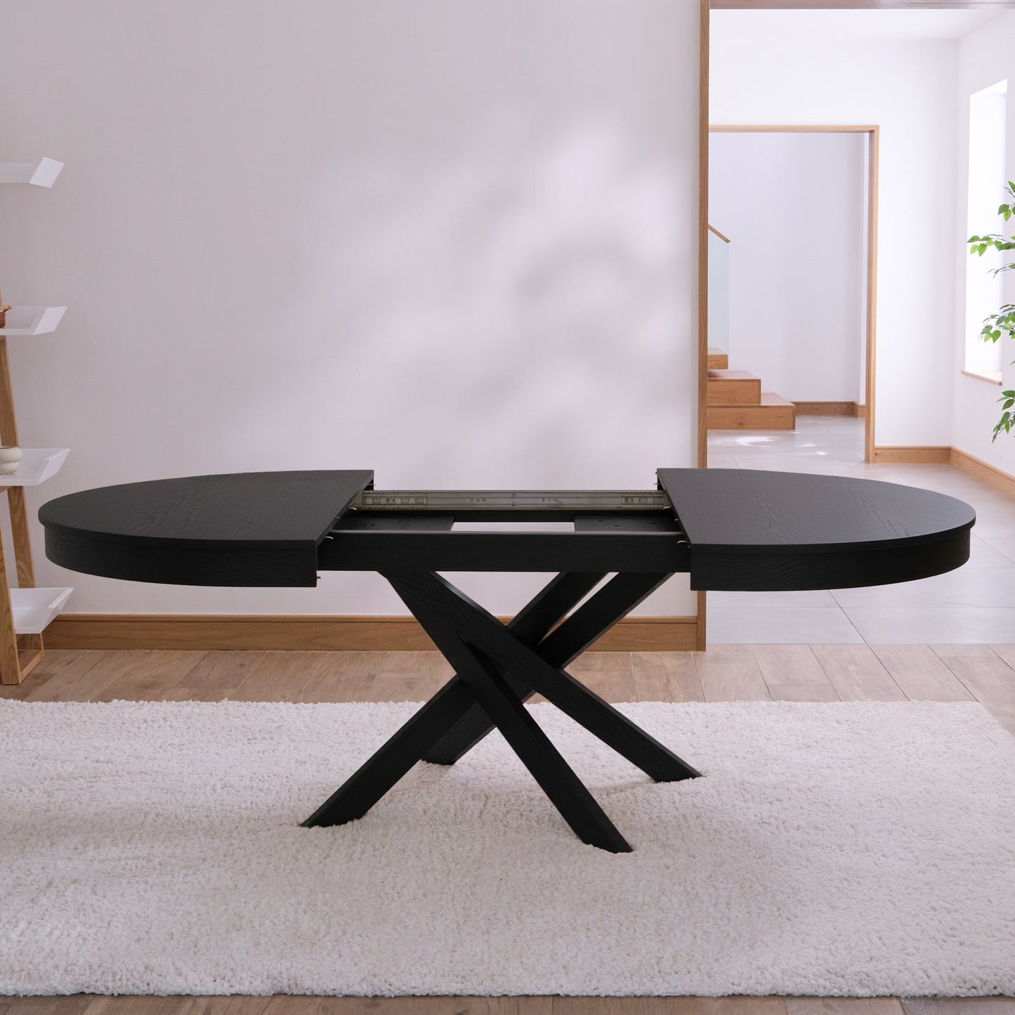 Amelia Black Oak Extendable Dining Table - Laura James