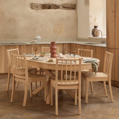 Amelia Extendable Whitewash Oval Dining Table Set  - 6 Seater - Tilly Dining Chairs - Whitewash Oak Legs - Laura James