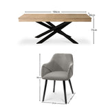 Amelia Whitewash Dining Table Set - 6 Seater - Freya Fossil Carver Chairs with Black Legs - Laura James 
