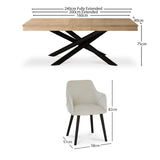 Amelia Whitewash Extendable Dining Table Set - 6 Seater - Freya Boucle Carver Chairs with Black Legs - Laura James