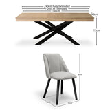 Amelia Whitewash Extendable Dining Table Set - 6 Seater - Freya Fossil Dining Chairs with Black Legs - Laura James 