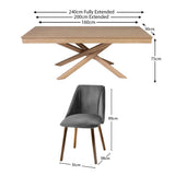 Amelia Whitewash Extendable Dining Table Set - 6 Seater - Freya Grey Dining Chairs - Whitewash Oak Legs