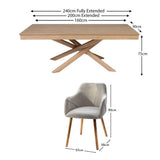 Amelia Whitewash Extendable Dining Table Set - 6 Seater - Freya Oatmeal Carver Chairs With Oak Legs - Laura James