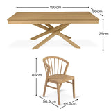 Amelia Pale Oak Dining Table Set - 6 Seater - Mabel Pale Oak Spindle Back Chairs - Laura James