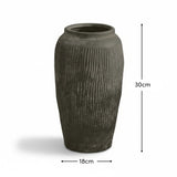Anze 30cm Terracotta Vase - Rustic Black - Laura James 