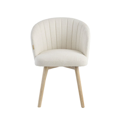 Arabella Light Beige Boucle Dining Chair - Set of 2 - Whitewash Oak Legs - Laura James
