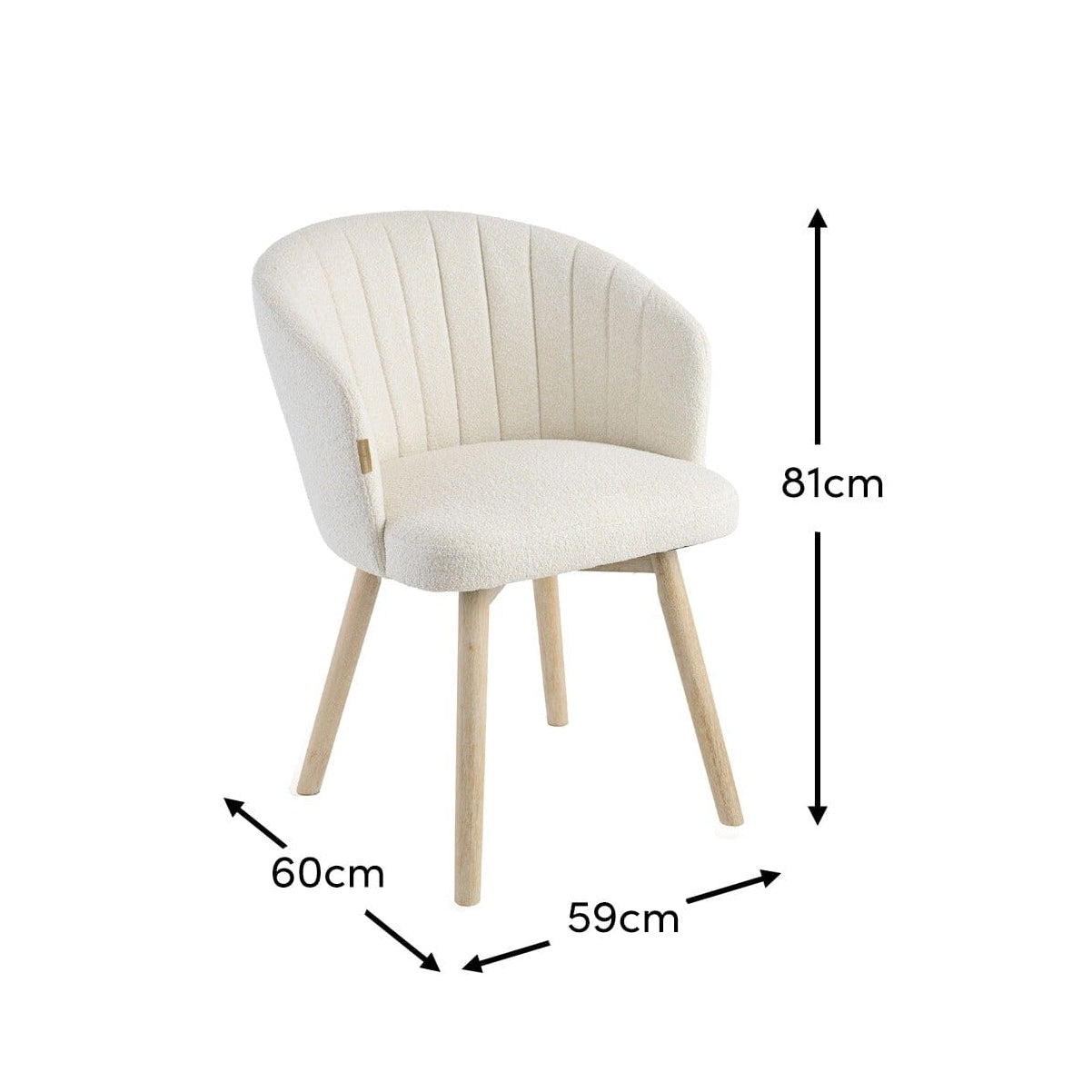 Arabella Light Beige Boucle Dining Chair - Set of 2 - Whitewash Oak Legs - Laura James