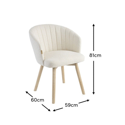 Arabella Light Beige Boucle Dining Chair - Set of 2 - Whitewash Oak Legs - Laura James