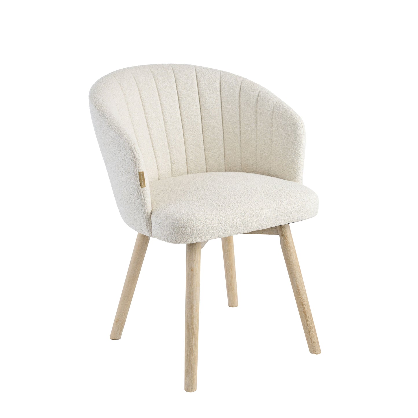 Arabella Light Beige Boucle Dining Chair - Set of 2 - Whitewash Oak Legs - Laura James