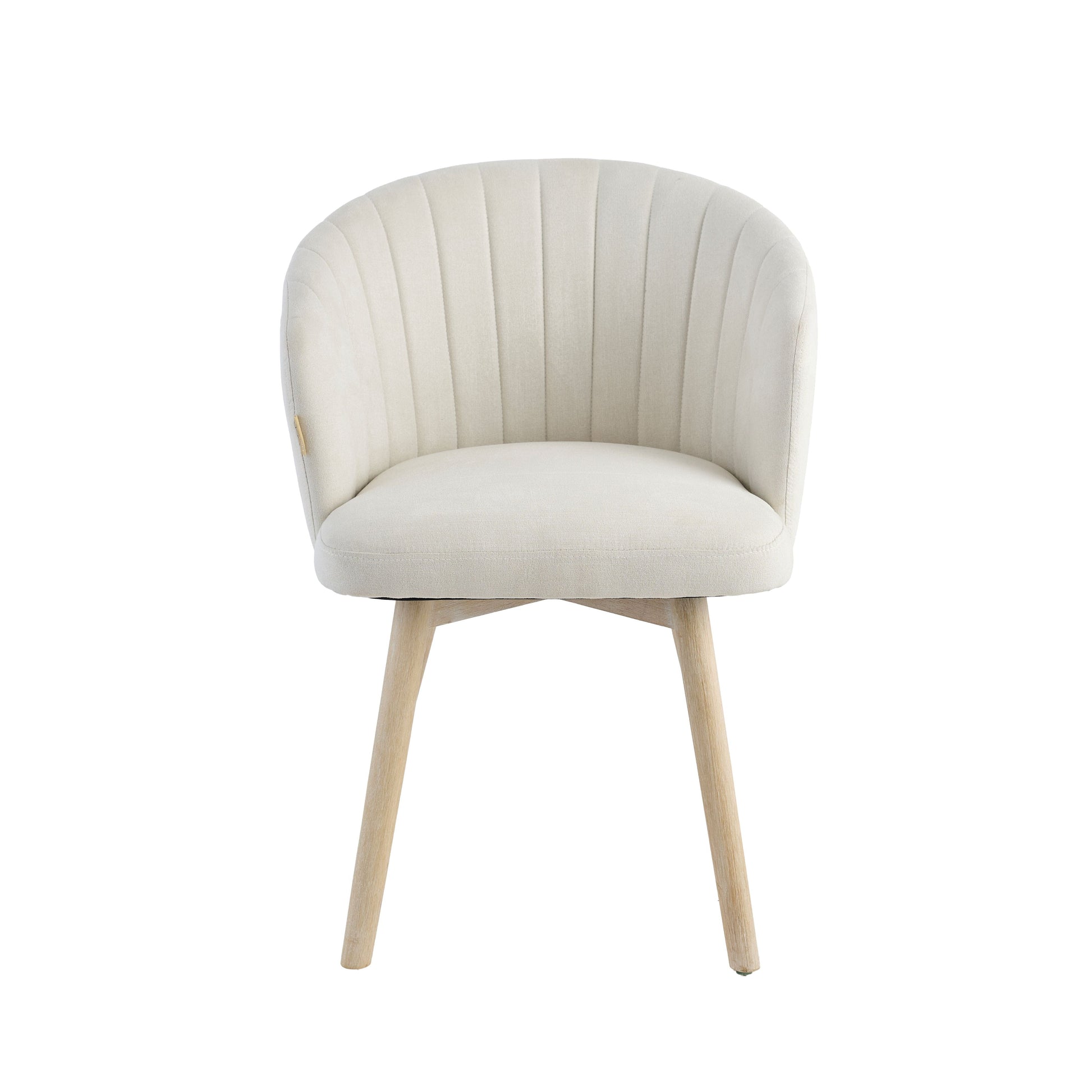 Arabella Natural Beige Dining Chair - Set of 2 - Whitewash Oak Legs - Laura James