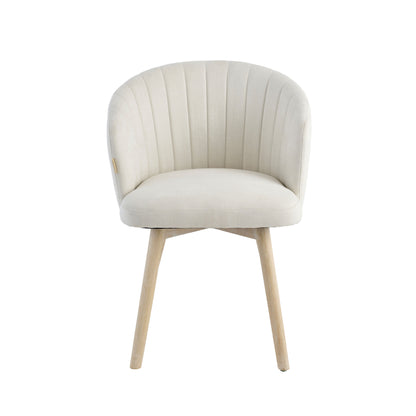 Arabella Natural Beige Dining Chair - Set of 2 - Whitewash Oak Legs - Laura James