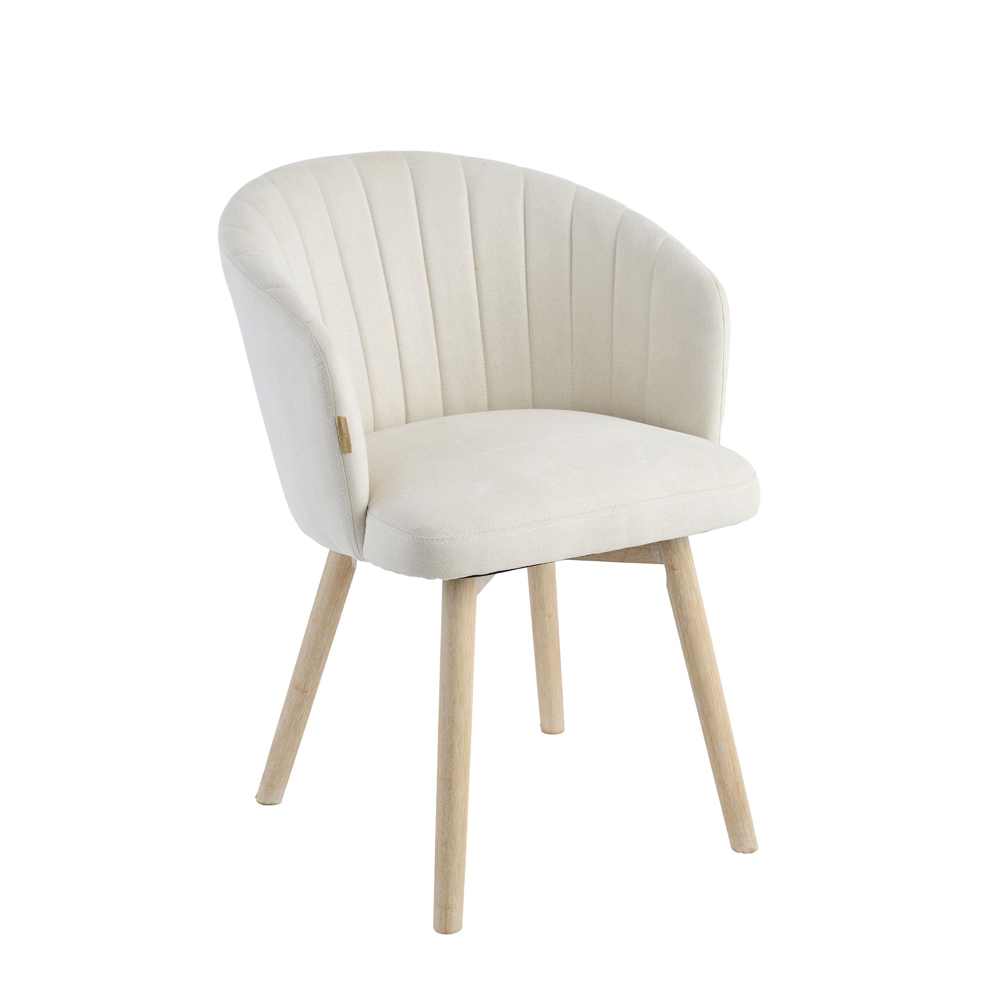 Arabella Natural Beige Dining Chair - Set of 2 - Whitewash Oak Legs - Laura James