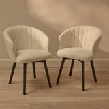 Arabella Light Beige Boucle Dining Chairs - Set of 2 - Black Oak Legs - Laura James