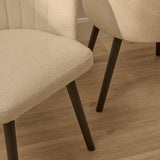 Arabella Light Beige Boucle Dining Chairs - Set of 2 - Black Oak Legs - Laura James