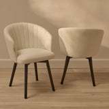 Arabella Light Beige Boucle Dining Chairs - Set of 2 - Black Oak Legs - Laura James