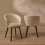 Arabella Natural Beige Dining Chairs - Set of 2 - Black Oak Legs - Laura James
